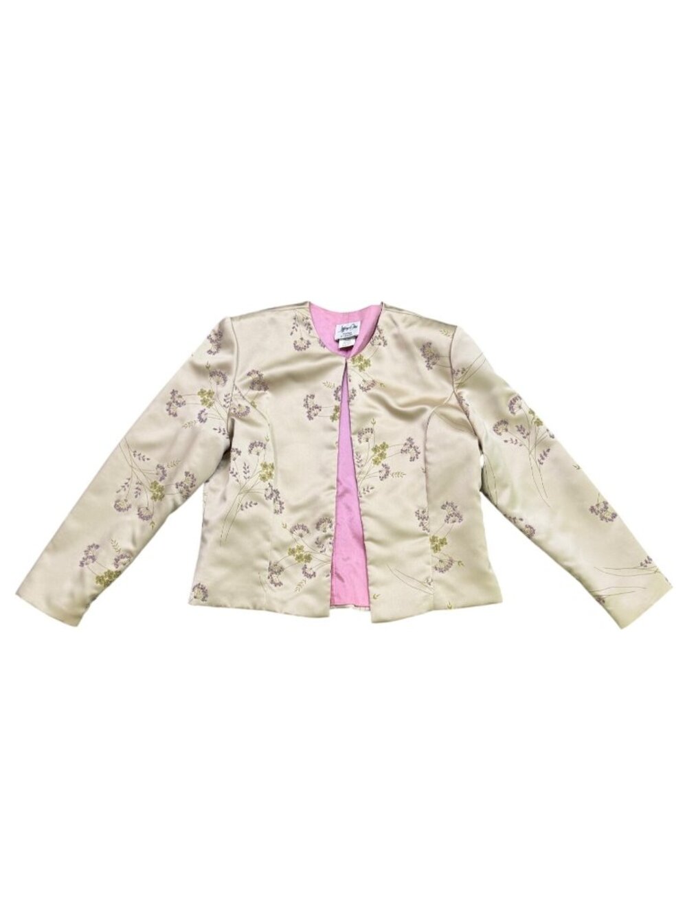 Jwffrey & Dara Womens Cream Satin Floral Jacket & Sleeveless Top Set Size 16 - Picture 2 of 9